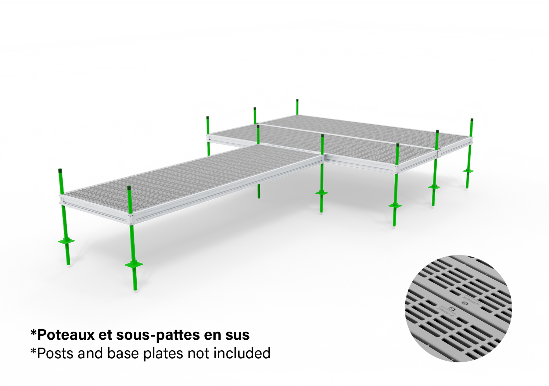 Combo 4' x 12' et plateforme 8' x 12' en plastique gris