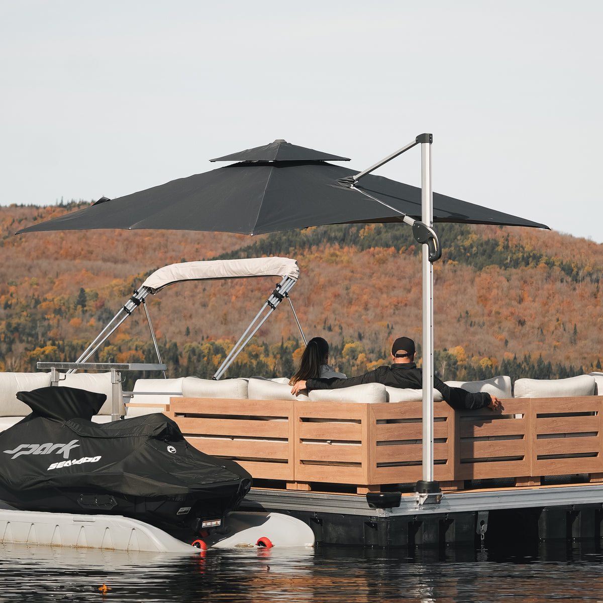 Parasol 10 pieds à mât déporté avec base